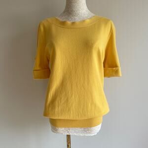 Sag Harbor Short Sleeve Boat Neck Sweater Women's Sz M Yellow Soft Preppy Casual
